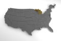 United States of America, 3d metallic map, with Michigan state highlighted. Royalty Free Stock Photo
