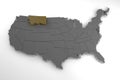 United states of America, 3d metallic map, whith montana state highlighted.