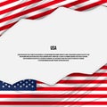 United States of America flag design. Waving USA flag made of satin or silk fabric.