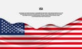 United States of America flag design. Waving USA flag made of satin or silk fabric.