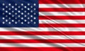 United States of America flag design. Waving USA flag made of satin or silk fabric.