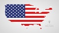 United states of america flag, detailed usa map silhouette, color vector illustration Royalty Free Stock Photo