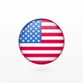 United States of America flag, glossy vector icon. Isolated American badge Royalty Free Stock Photo