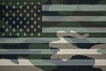United States of America flag on military camouflage background Royalty Free Stock Photo