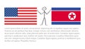 United States of America flag and North Korea flag, between stickerman soothe tension us vector