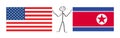 United States of America flag and North Korea flag, between stickerman soothe tension us vector