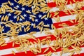 United States of America flag and oats.