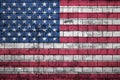 United States of America flag is painted onto an old brick wall Royalty Free Stock Photo