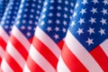 United States of America flags in a row, close up, selective focus Royalty Free Stock Photo