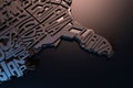 Artistic Lettering 3d Map of USA Geographic Render