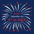 United States of America Independence day design template. Title and fireworks