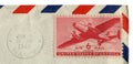 The United states of america - 4 Jan 1946: American historical stamp: six cents airmail with transport and passenger aircraft, bla