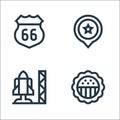 united states of america line icons. linear set. quality vector line set such as american, space shuttle, america