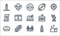 United states of america line icons. linear set. quality vector line set such as grand canyon, golden gate, apple pie, building,