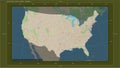 United States of America, mainland highlighted - composition. To