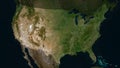 United States of America, mainland highlighted. Low-res satellit