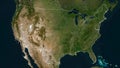 United States of America, mainland outlined. Low-res satellite