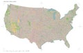 United States of America, mainland shape on white. Topo French