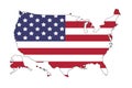 United states of America map with flag. North America. Illustration on white background Royalty Free Stock Photo