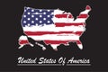 United states of America map with flag. North America. Illustration on white background Royalty Free Stock Photo