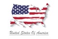 United states of America map with flag. North America. Illustration on white background Royalty Free Stock Photo