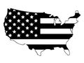 United States of America Map with Flag Wrap. USA US American. Black and White Vector Royalty Free Stock Photo