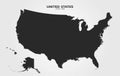 United States of America map icon. black silhouette isolated vector geographic template. usa map with Alaska and Hawaii Royalty Free Stock Photo