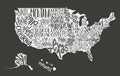 USA MAP. United States of America with text state names Royalty Free Stock Photo