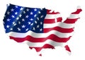 United States of America Map With Waving Flag Royalty Free Stock Photo