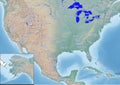 The United States of America and Maxico Illustration with the biggest lakes