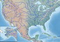 The United States of America and Maxico Illustration with the main rivers