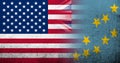 United States of America national flag with Ellice Islands Tuvalu National flag. Grunge background Royalty Free Stock Photo