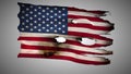 United States of America perforated, burned, grunge waving flag loop alpha