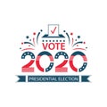 2020 United States of America Presidential Election banner. USA flag banner Vote