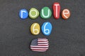 United States of America, Route 66, creative logo composed with multi colored stones Royalty Free Stock Photo