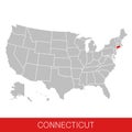 United States of America with the State of Connecticut selected. Map of the USA