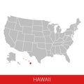 United States of America with the State of Hawaii selected. Map of the USA