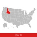 United States of America with the State of Idaho selected. Map of the USA