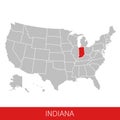 United States of America with the State of Indiana selected. Map of the USA