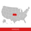 United States of America with the State of Kansas selected. Map of the USA Royalty Free Stock Photo