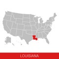 United States of America with the State of Louisiana selected. Map of the USA Royalty Free Stock Photo