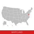United States of America with the State of Maryland selected. Map of the USA