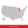 United States of America with the State of Michigan selected. Map of the USA Royalty Free Stock Photo