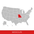 United States of America with the State of Missouri selected. Map of the USA
