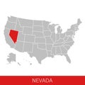 United States of America with the State of Nevada selected. Map of the USA