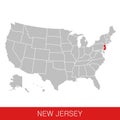 United States of America with the State of New Jersey selected. Map of the USA Royalty Free Stock Photo