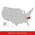 United States of America with the State of North Carolina selected. Map of the USA Royalty Free Stock Photo