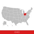 United States of America with the State of Ohio selected. Map of the USA Royalty Free Stock Photo