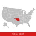 United States of America with the State of Oklahoma selected. Map of the USA