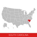 United States of America with the State of South Carolina selected. Map of the USA